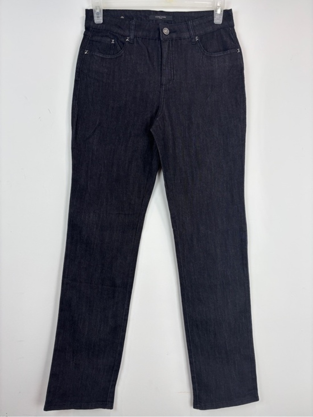 Simon Chang Denim Jeans Size 8 Dark Wash Straight Leg Stretch Classic Mid Rise